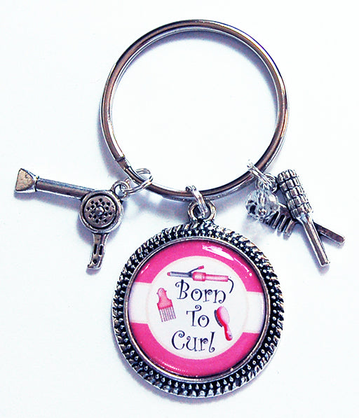 Born To Curl Hairstylist Keychain - Kelly's Handmade