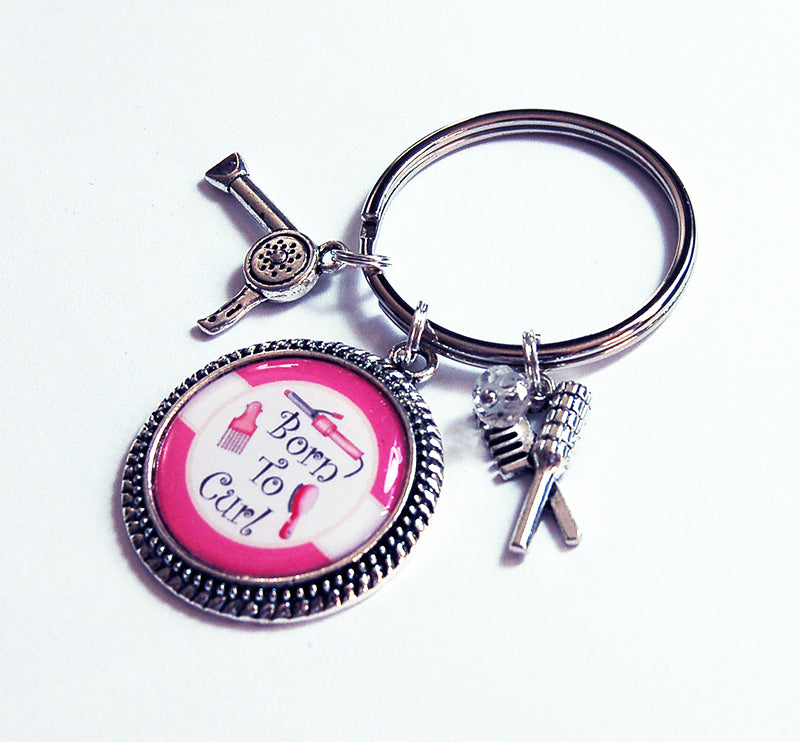 Born To Curl Hairstylist Keychain - Kelly's Handmade