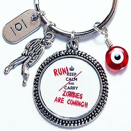 Run Zombies Are Coming Keychain - Kelly's Handmade