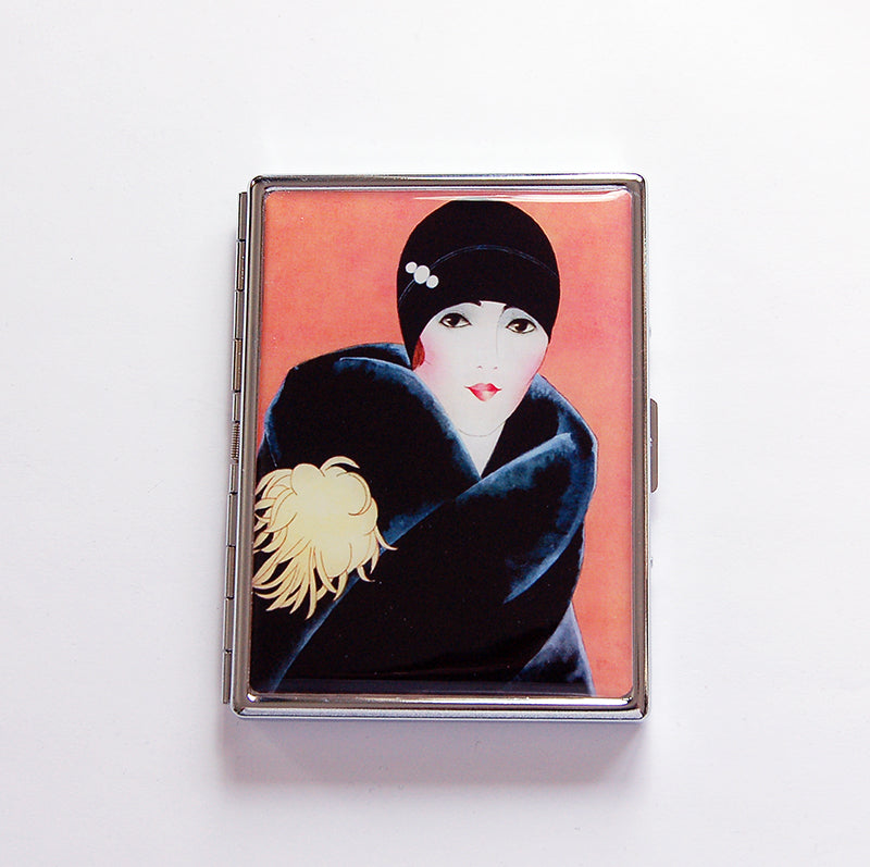 1920s Flapper Slim Cigarette Case in Orange - Kelly's Handmade