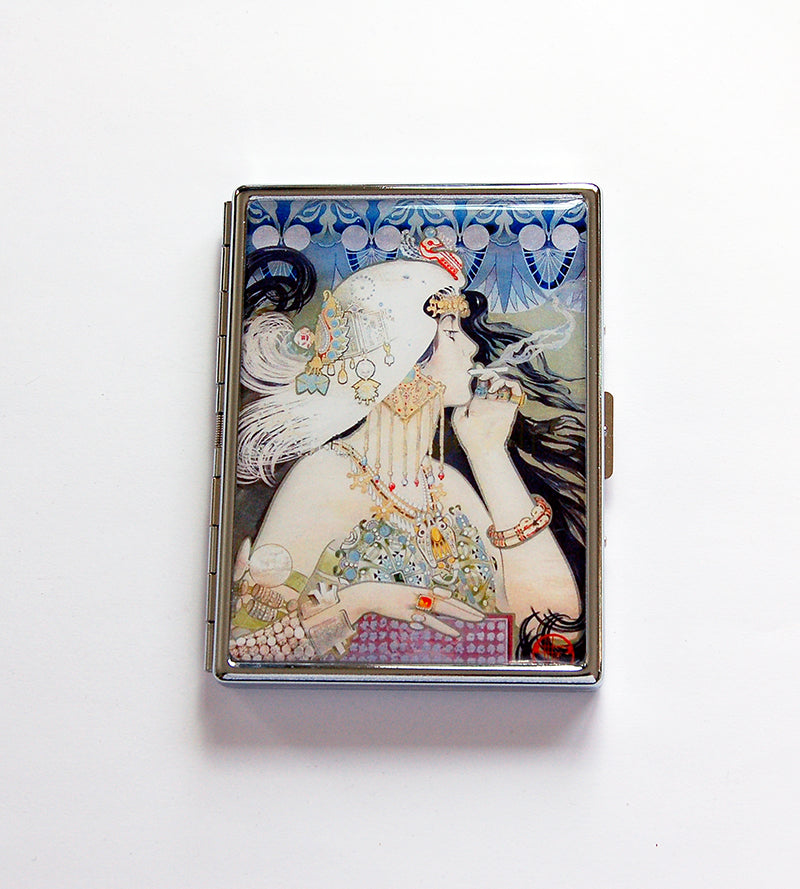Art Nouveau Woman Slim Cigarette Case - Kelly's Handmade
