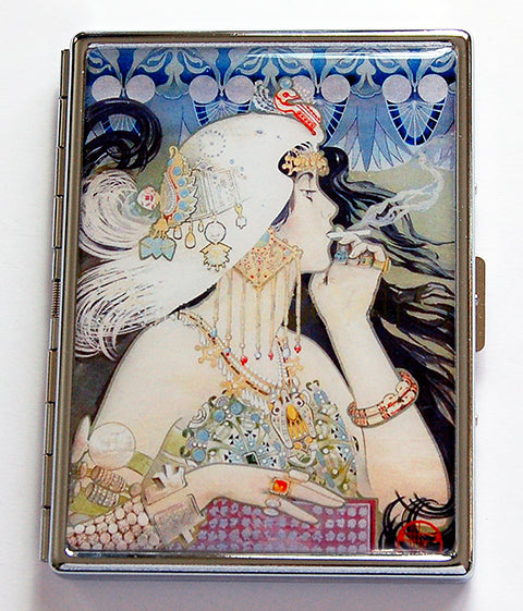 Art Nouveau Woman Slim Cigarette Case - Kelly's Handmade