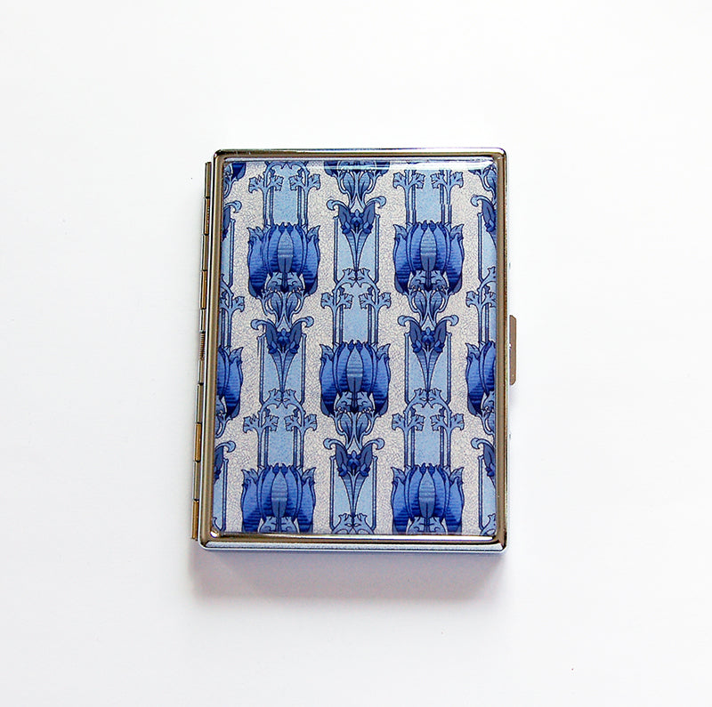 Venetian Design Slim Cigarette Case in Blue - Kelly's Handmade