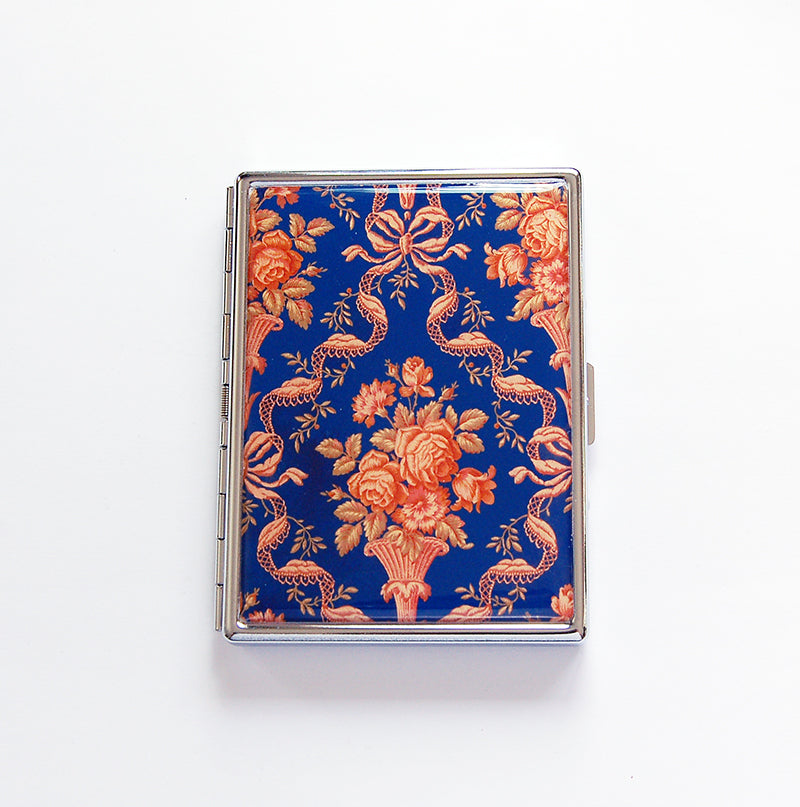 Ornate Slim Cigarette Case in Orange & Blue - Kelly's Handmade