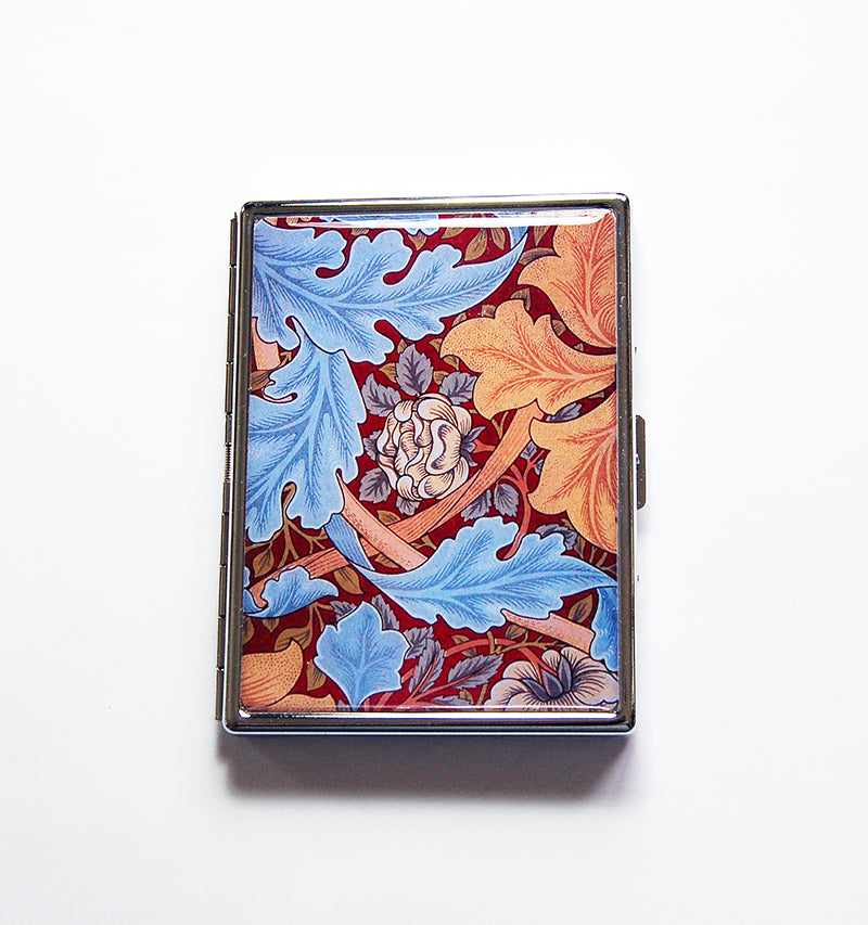 William Morris Design Slim Cigarette Case in Blue & Red - Kelly's Handmade