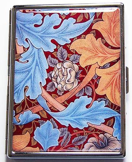 William Morris Design Slim Cigarette Case in Blue & Red - Kelly's Handmade