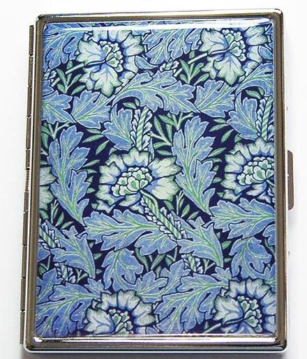 William Morris Design Slim Cigarette Case in Blue & Green - Kelly's Handmade