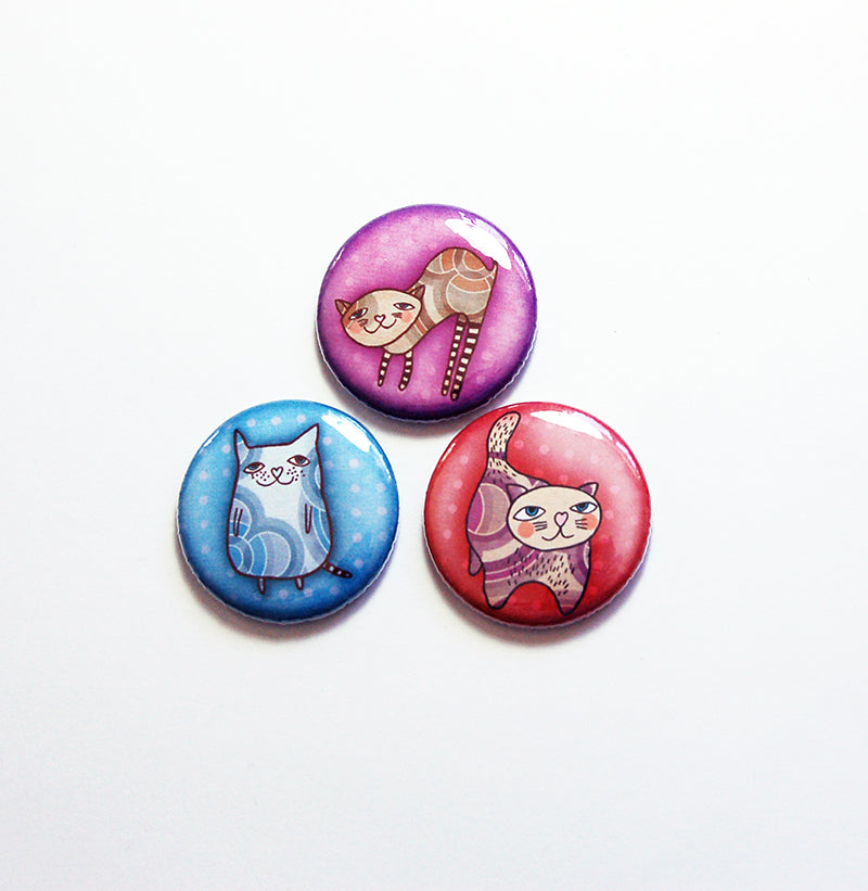 Colorful Cats Magnet Trio - Kelly's Handmade