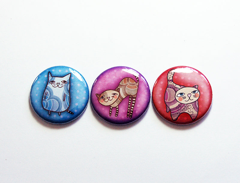 Colorful Cats Magnet Trio - Kelly's Handmade