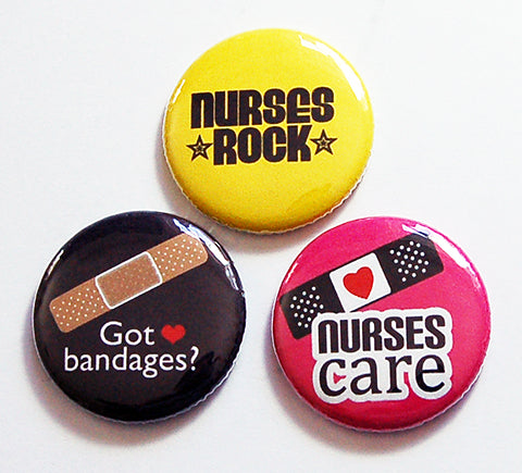 Nurses Rock Magnet Trio - Kelly's Handmade