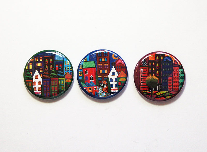 Funny Colored Houses Magnet Trio - Kelly's Handmade