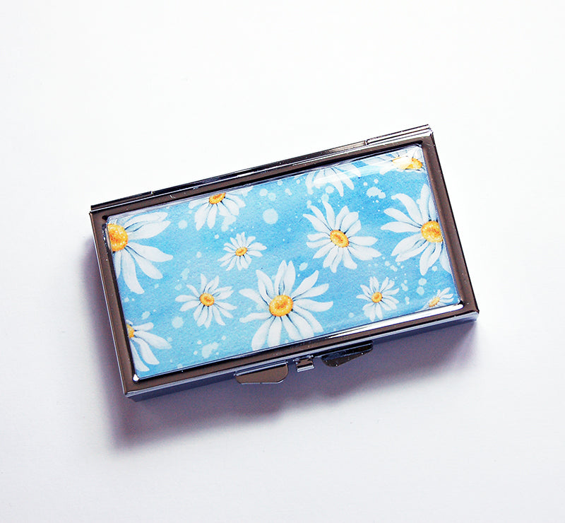 Daisy 7 Day Pill Case on Blue - Kelly's Handmade