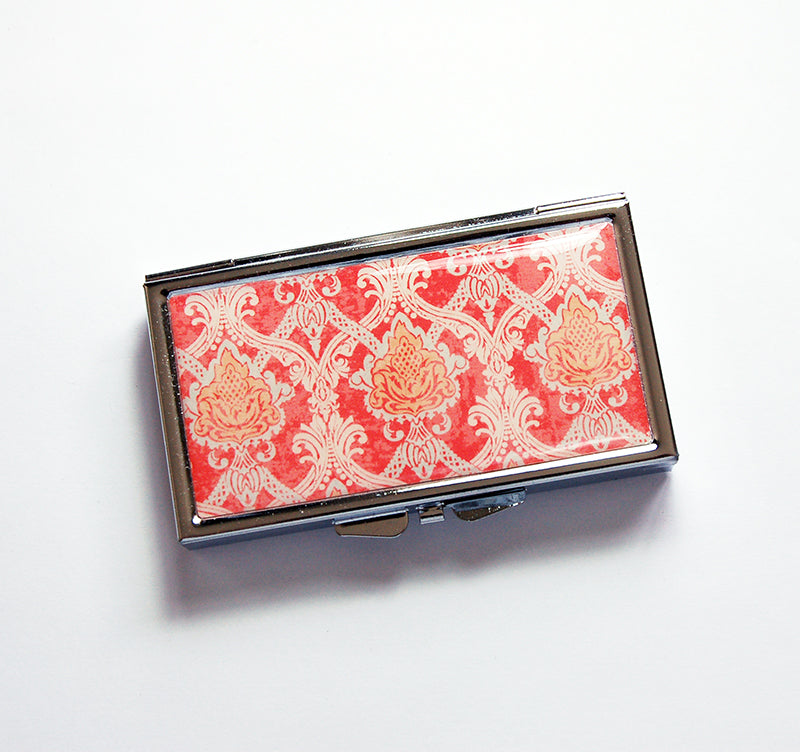 Paisley 7 Day Pill Case in Orange - Kelly's Handmade