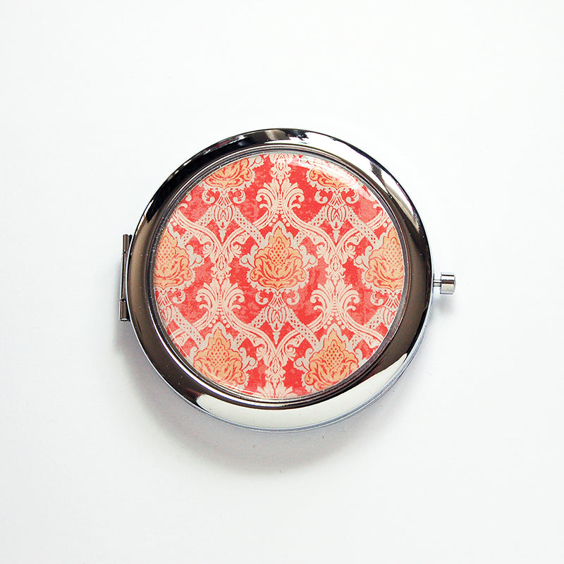 Paisley Compact Mirror in Orange - Kelly's Handmade