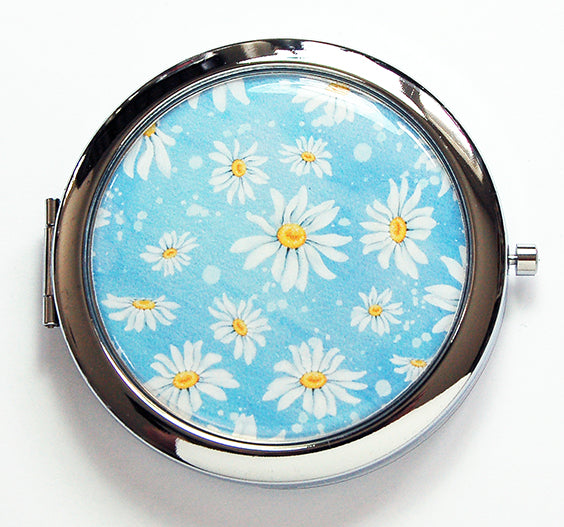 Daisy Compact Mirror in Blue - Kelly's Handmade