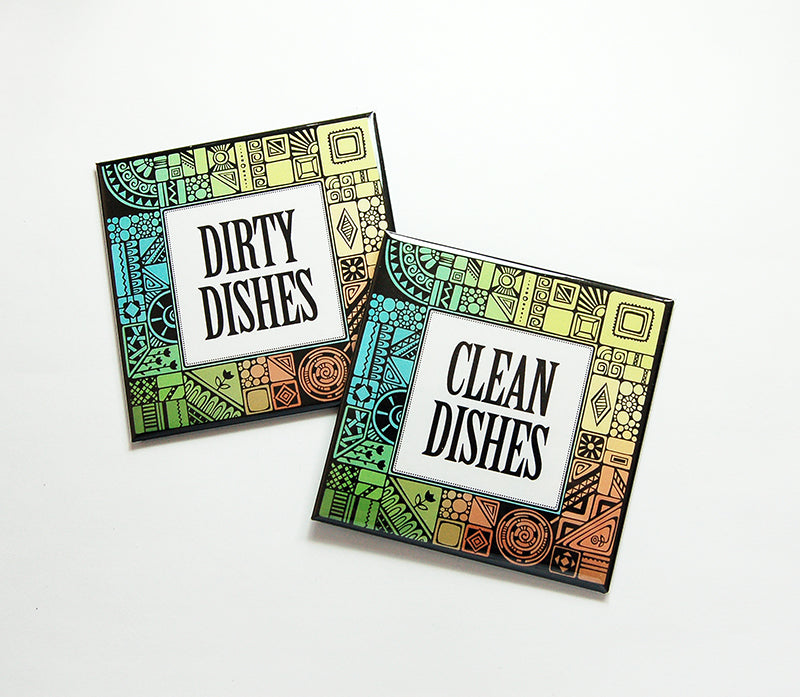 Art Deco Clean & Dirty Dishwasher Magnets - Kelly's Handmade