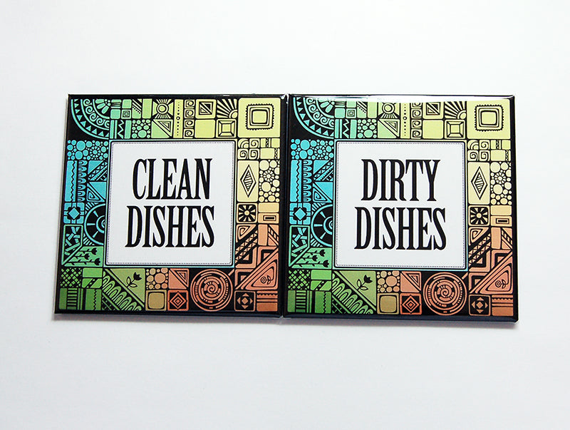 Art Deco Clean & Dirty Dishwasher Magnets - Kelly's Handmade