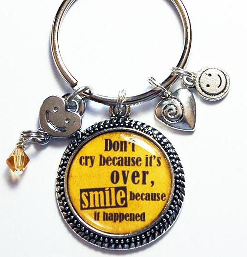 Don't Cry Keychain in Yellow - Kelly's Handmade