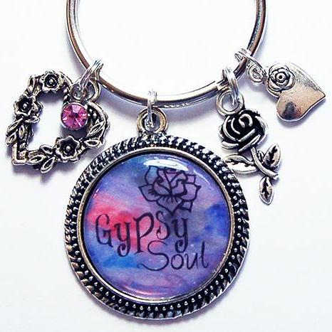 Gypsy Soul Keychain in Purple & Pink - Kelly's Handmade