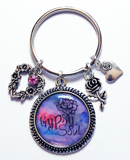 Gypsy Soul Keychain in Purple & Pink - Kelly's Handmade