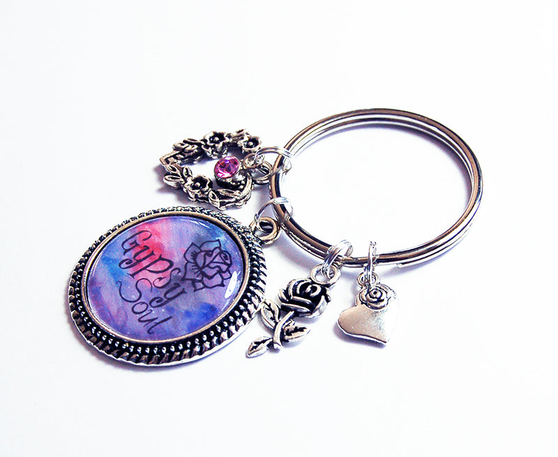 Gypsy Soul Keychain in Purple & Pink - Kelly's Handmade