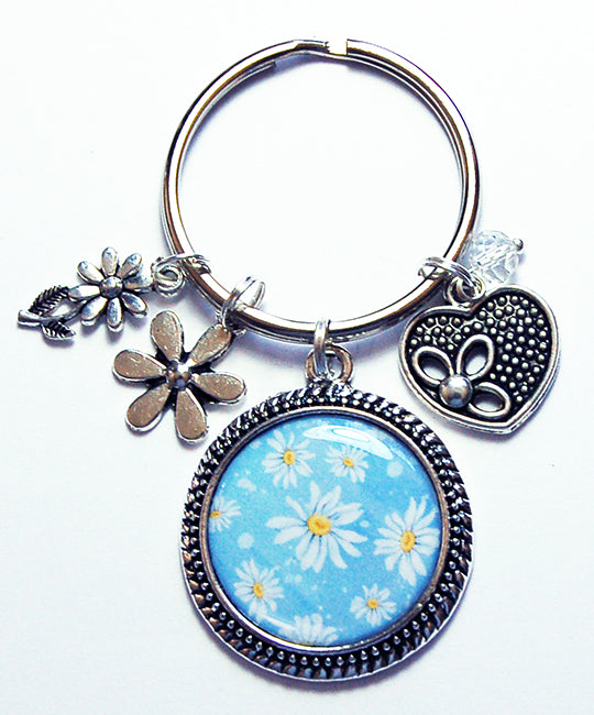 Daisy Keychain in Blue - Kelly's Handmade