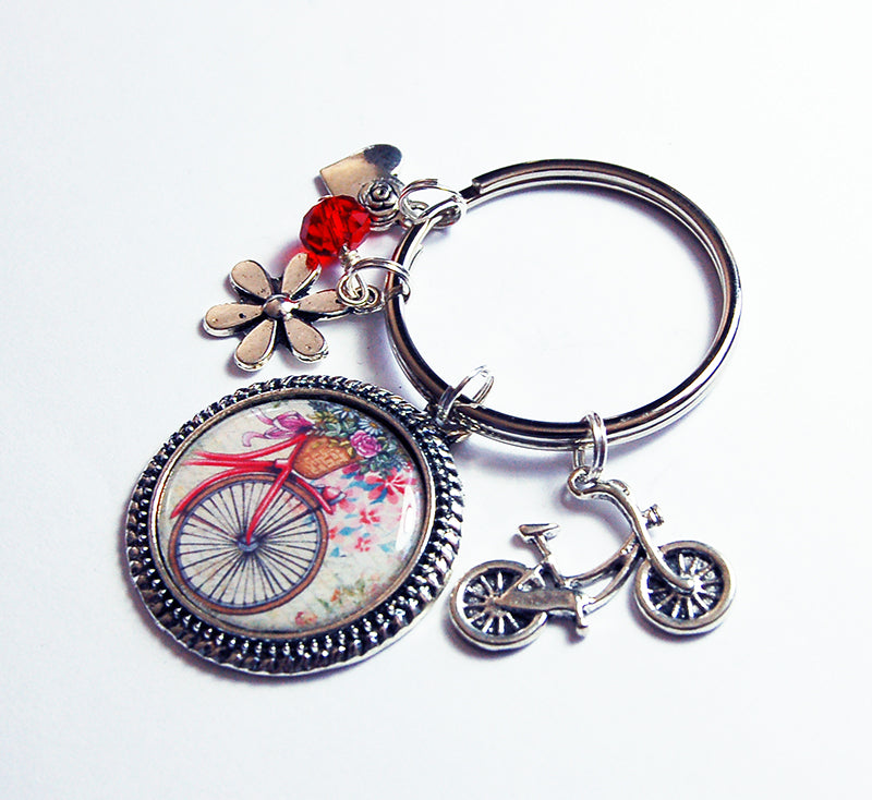 Bicycle & Flowers Keychain - Kelly's Handmade