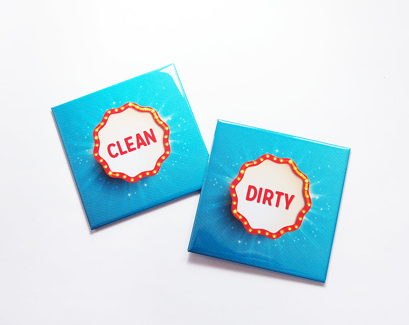 Marquee Clean & Dirty Dishwasher Magnets - Kelly's Handmade