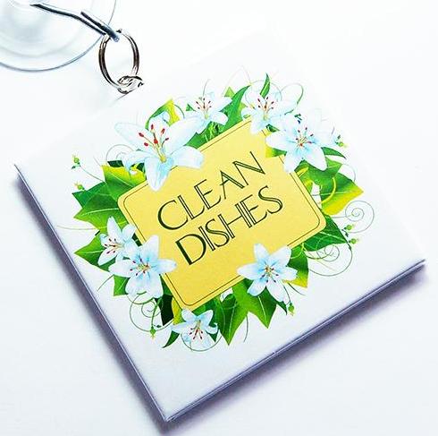 Floral Clean/Dirty Dishwasher Sign in Yellow & Green - Kelly's Handmade