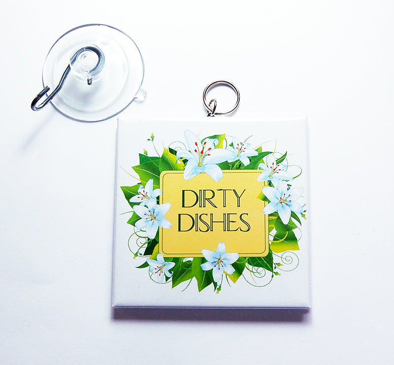 Floral Clean/Dirty Dishwasher Sign in Yellow & Green - Kelly's Handmade