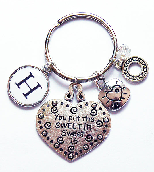 Sweet Sixteen Heart Monogram Keychain - Kelly's Handmade