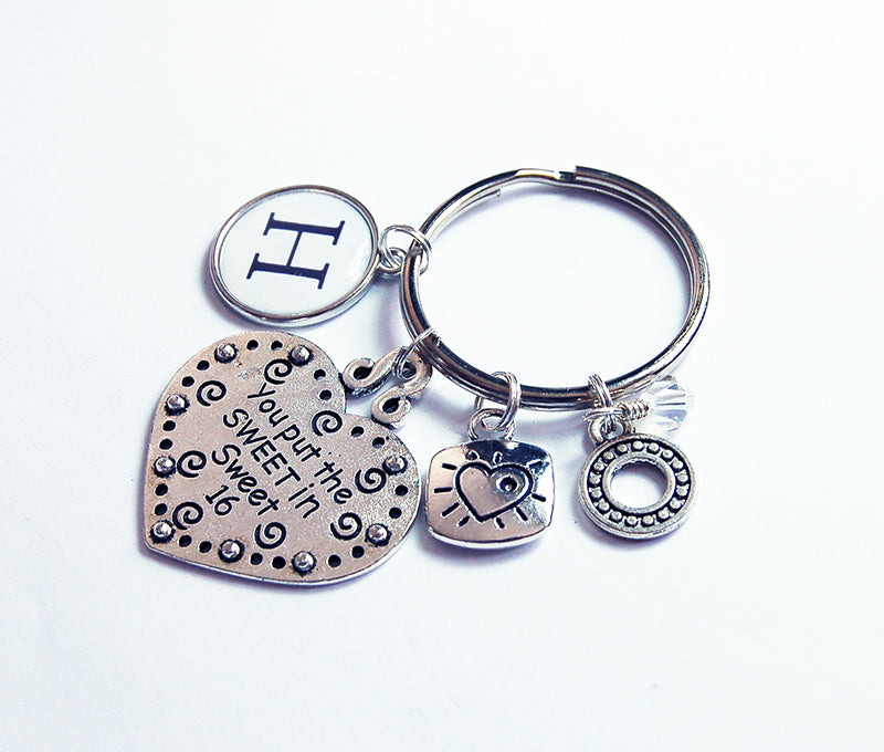 Sweet Sixteen Heart Monogram Keychain - Kelly's Handmade