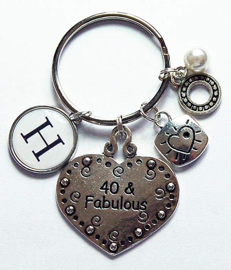 40 & Fabulous Heart Monogram Keychain - Kelly's Handmade