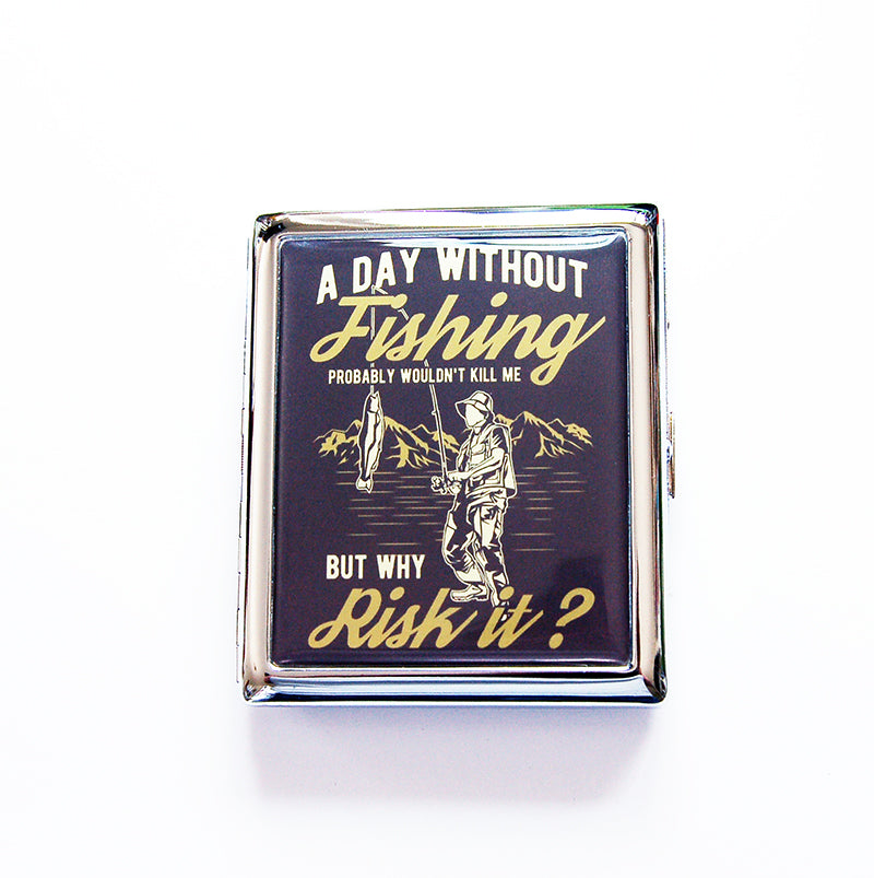 A Day Without Fishing Compact Cigarette Case - Kelly's Handmade