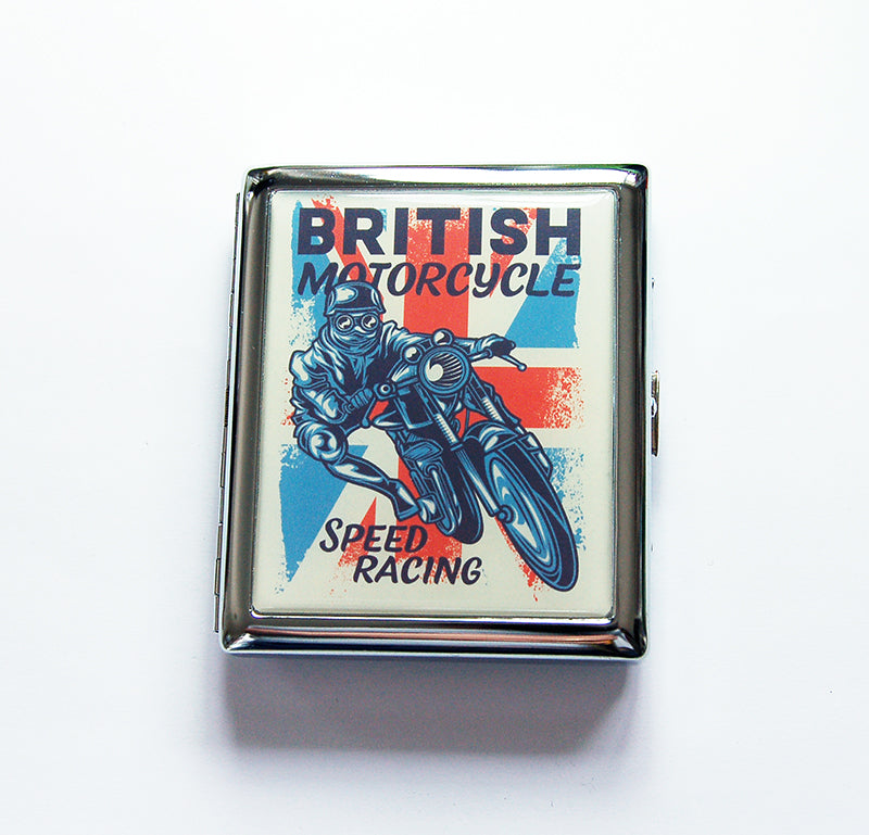 British Motorcycle Speed Racing Compact Cigarette Case - Kelly's Handmade