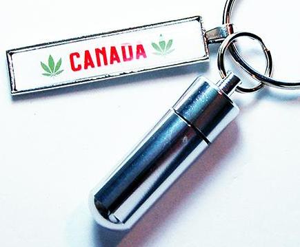 Canada Marijuana Keychain with Pill Container - Kelly's Handmade
