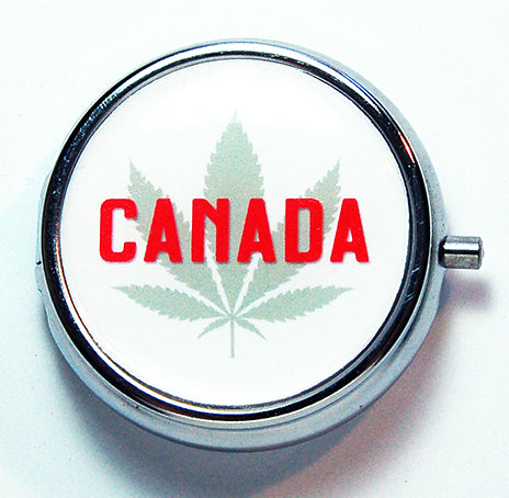 Canada Marijuana Round Pill Case - Kelly's Handmade