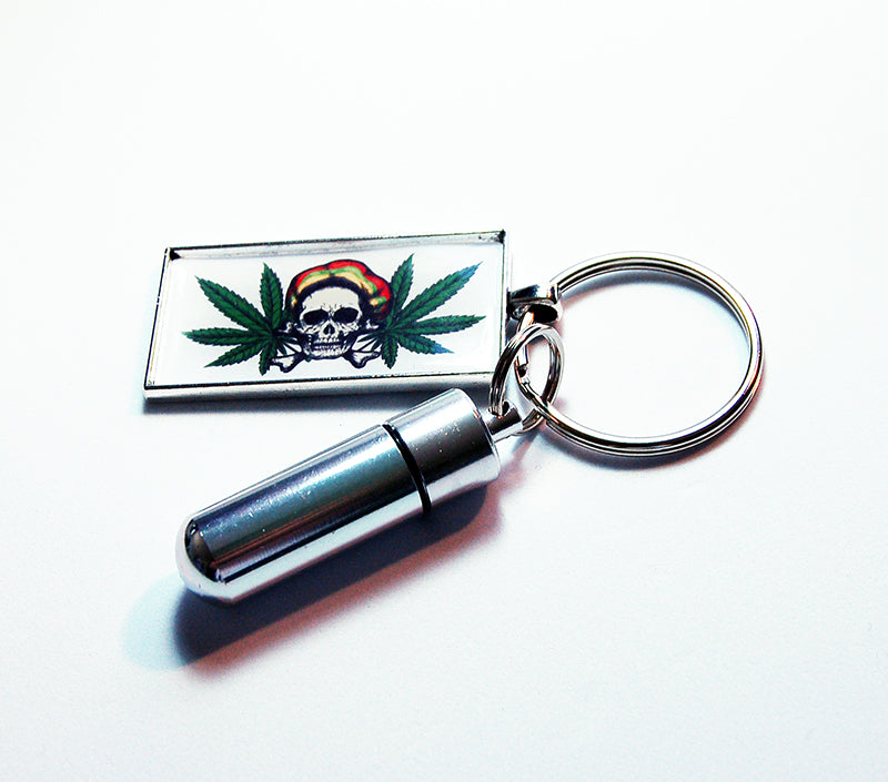 Ganja Keychain with Pill Container - Kelly's Handmade