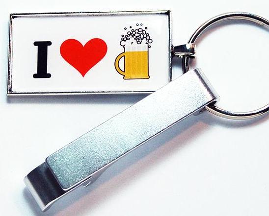 I Love Beer Keychain Bottle Opener - Kelly's Handmade