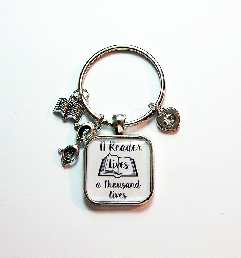 A Reader Lives A Thousand Lives Keychain - Kelly's Handmade