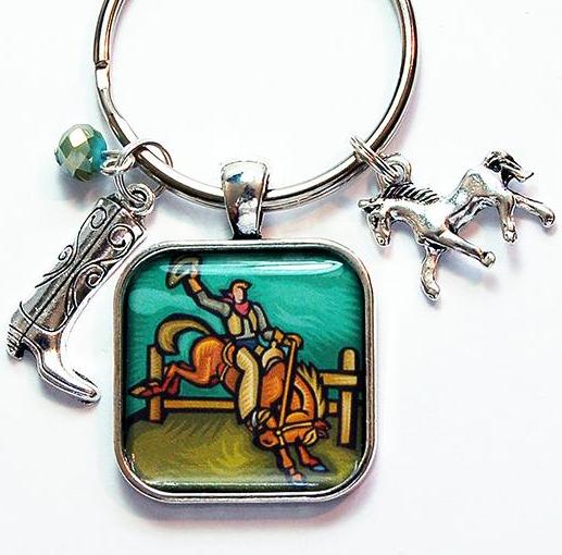 Cowboy Rodeo Keychain - Kelly's Handmade