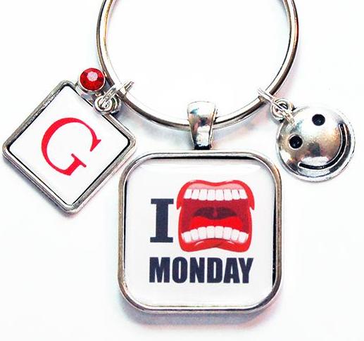 I Hate Monday Monogram Keychain - Kelly's Handmade