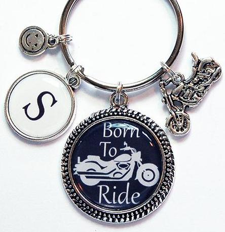Born To Ride Motorcycle Monogram Keychain - Kelly's Handmade