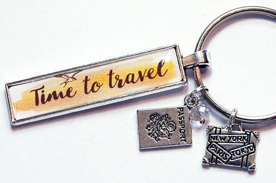 Time To Travel Keychain - Kelly's Handmade