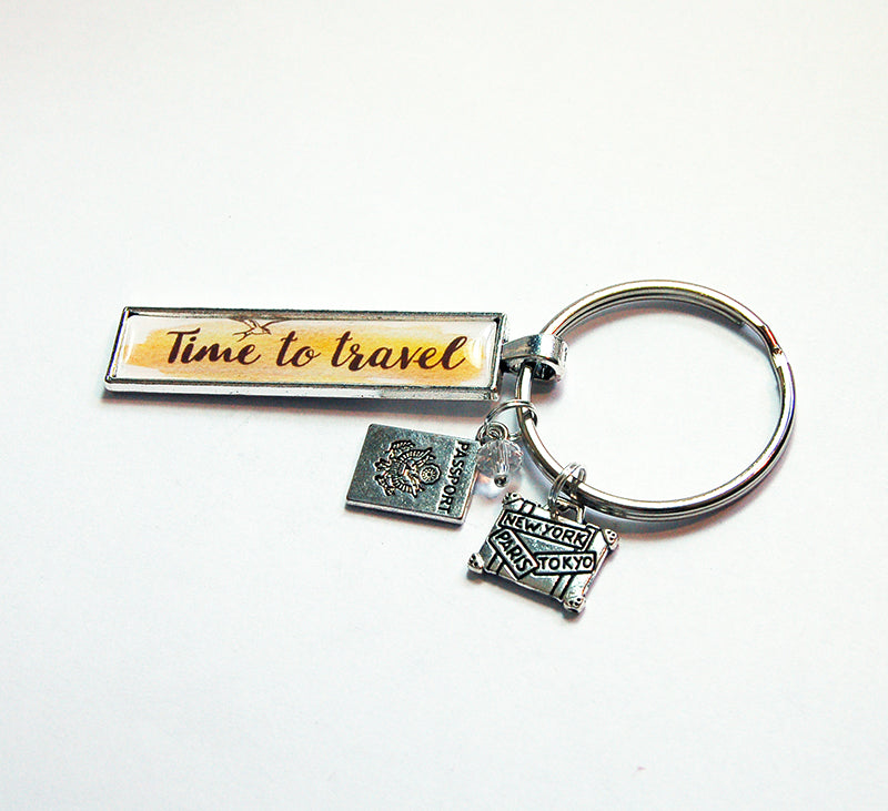 Time To Travel Keychain - Kelly's Handmade