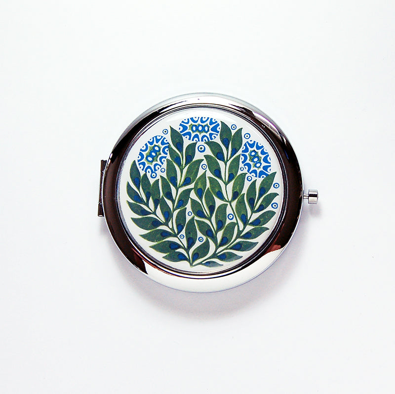 Flower Compact Mirror in Green & Blue - Kelly's Handmade