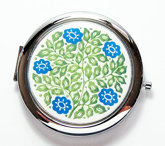 Flower Compact Mirror in Blue & Green - Kelly's Handmade