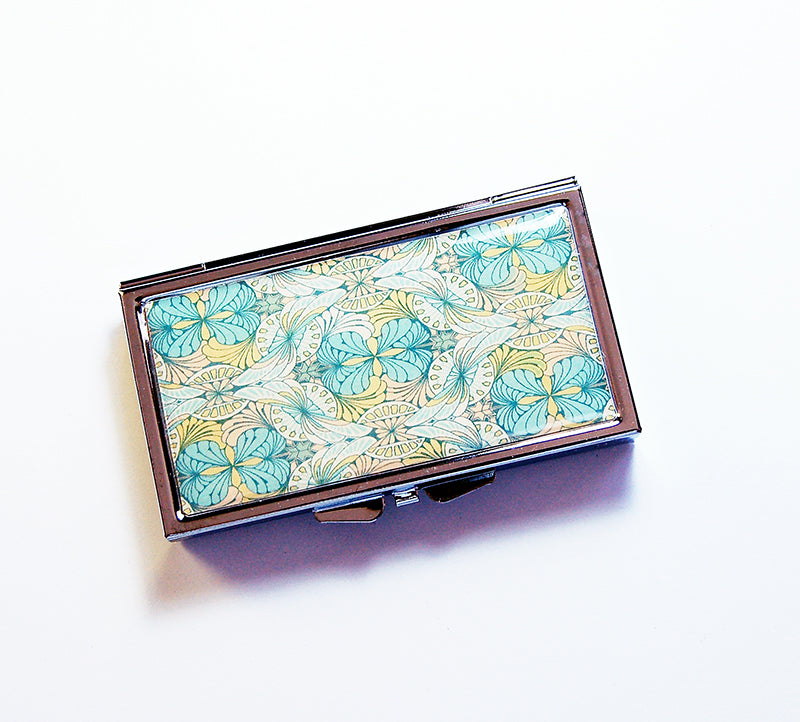 Ornate Patterned 7 Day Pill Case in Blue & Yellow - Kelly's Handmade