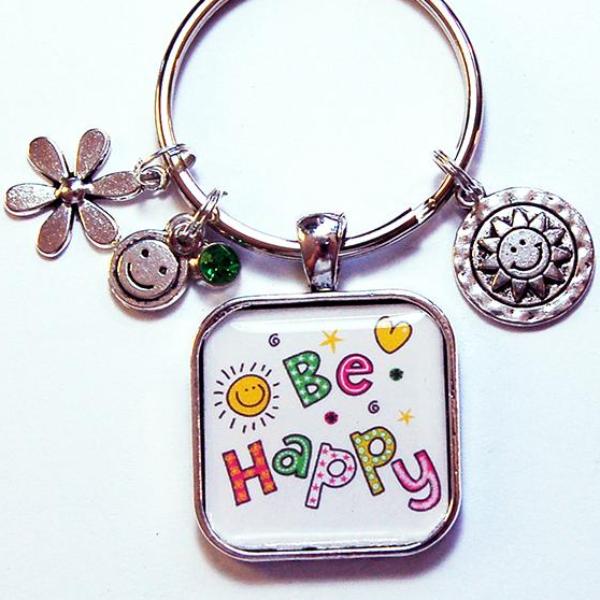 Be Happy Keychain - Kelly's Handmade