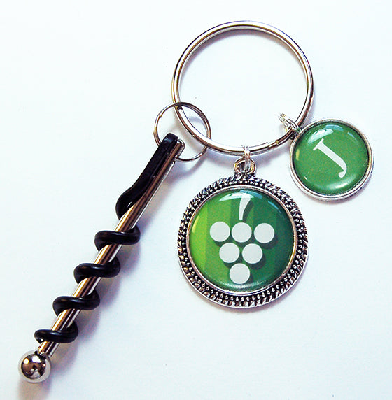 Green Grapes Corkscrew Keychain - Kelly's Handmade